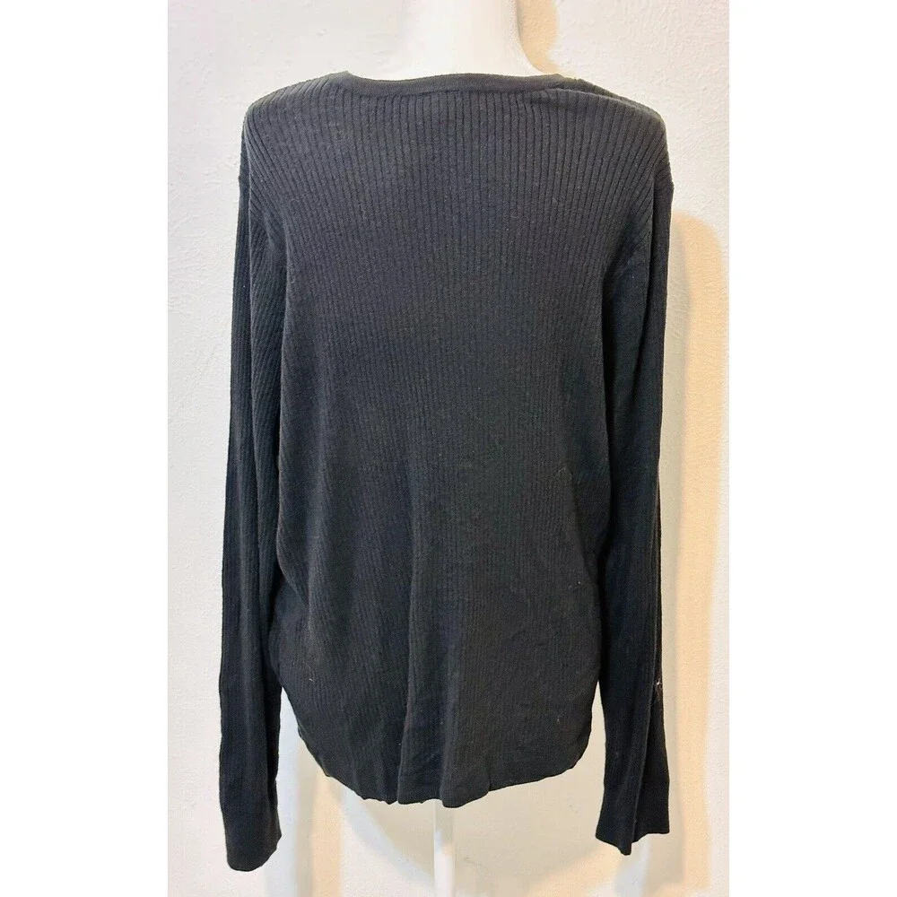 Torrid Women Size 4 Black Ribbed Tie Front Long Sleeve Cardigan Everyday Staple